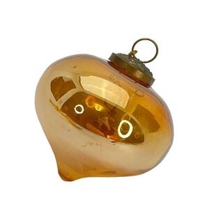 VINTAGE Kugel Style Marigold Teardrop Glass Christmas Tree Ornament
